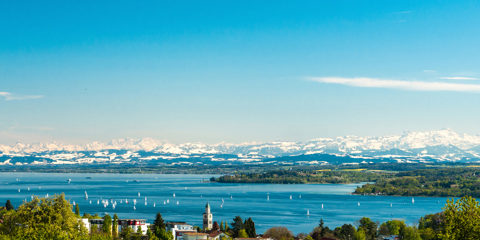 Panoramic,View,Of,Lake,Of,Lake,Constance,With,Swiss,Alps
